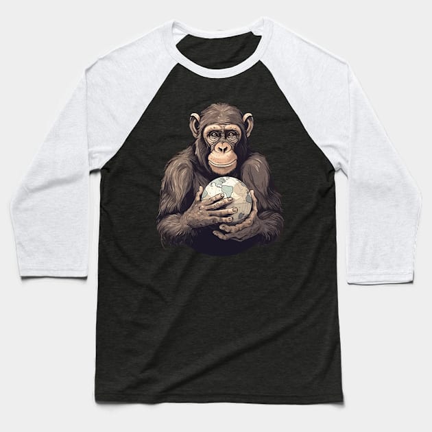 Earth Day, Earth Month and Everyday... A young cute ape holding the world in his hands with care. Baseball T-Shirt by ORENOB